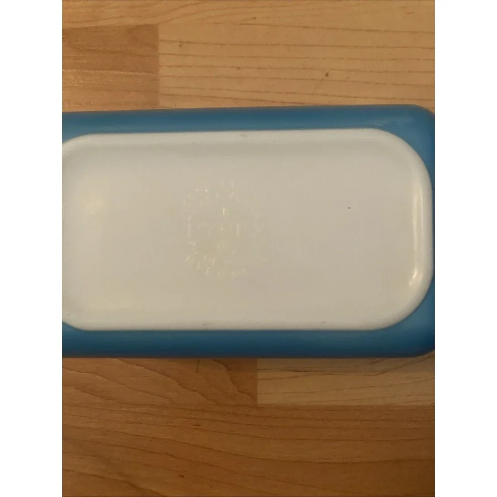 Vtg Aqua Blue PYREX 1-1/2 PINT 0502 Ovenware Refrigerator Dish w/Ribbed Lid